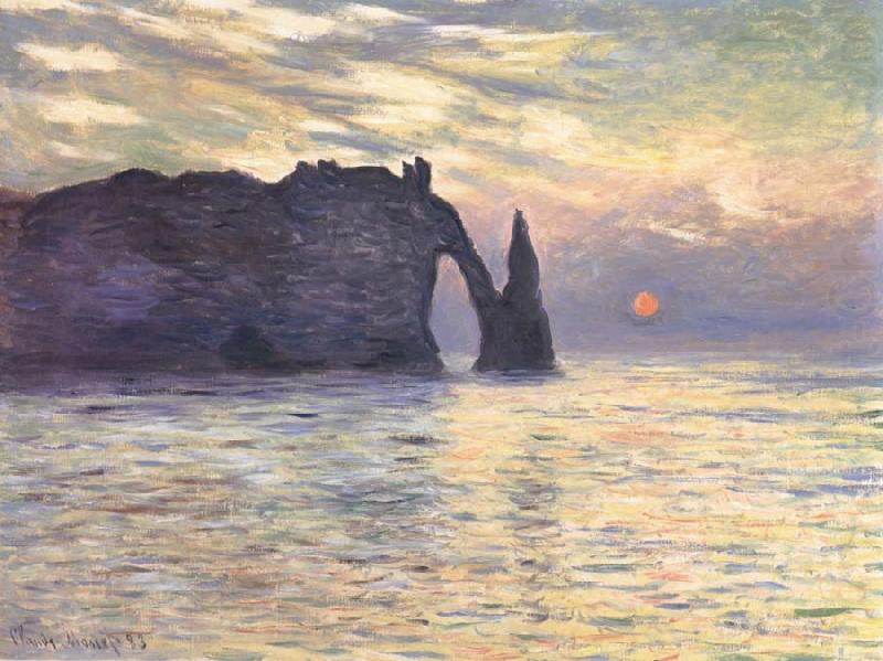 Claude Monet The Cliff,Etretat,Sunset oil painting picture